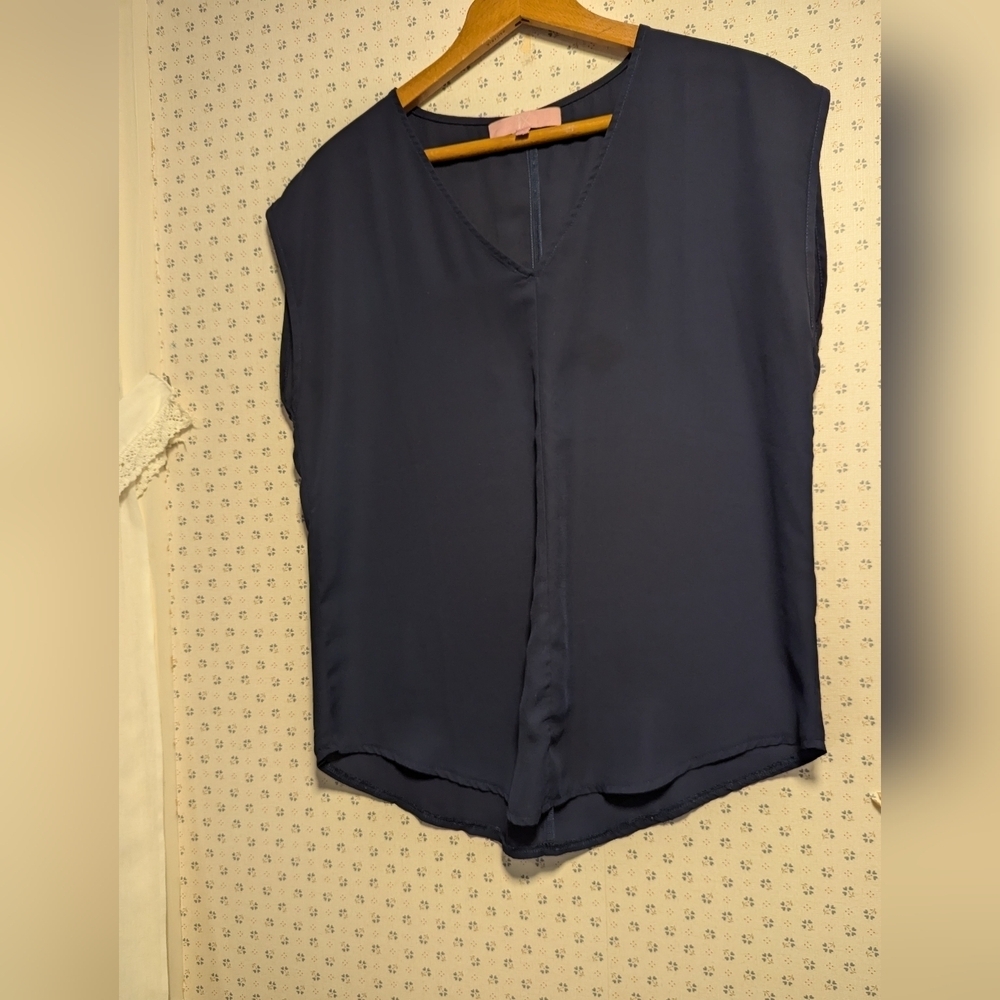 Regna Large Top Sheer Navy Blue sleeveless v neck